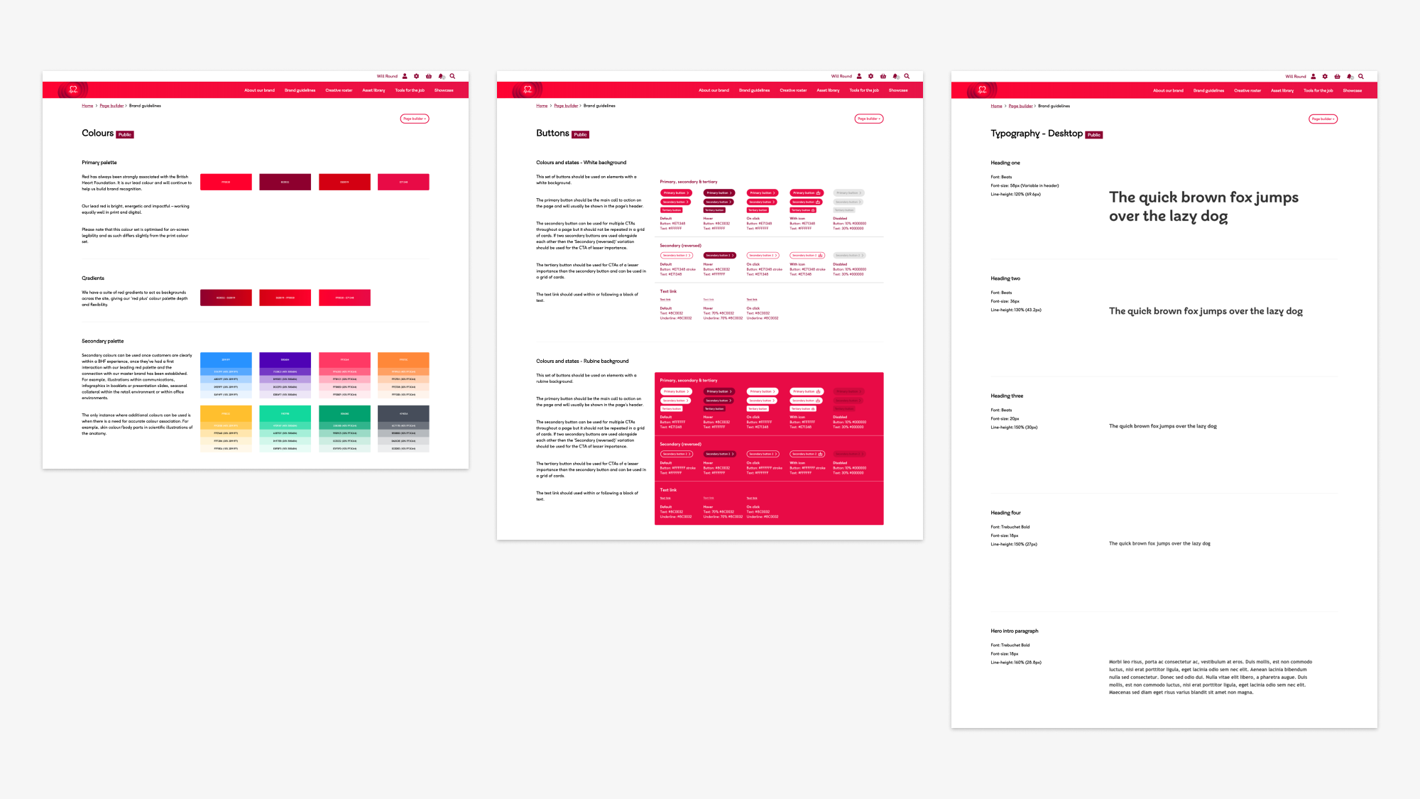 Big Beat Hub example pages — colours and buttons