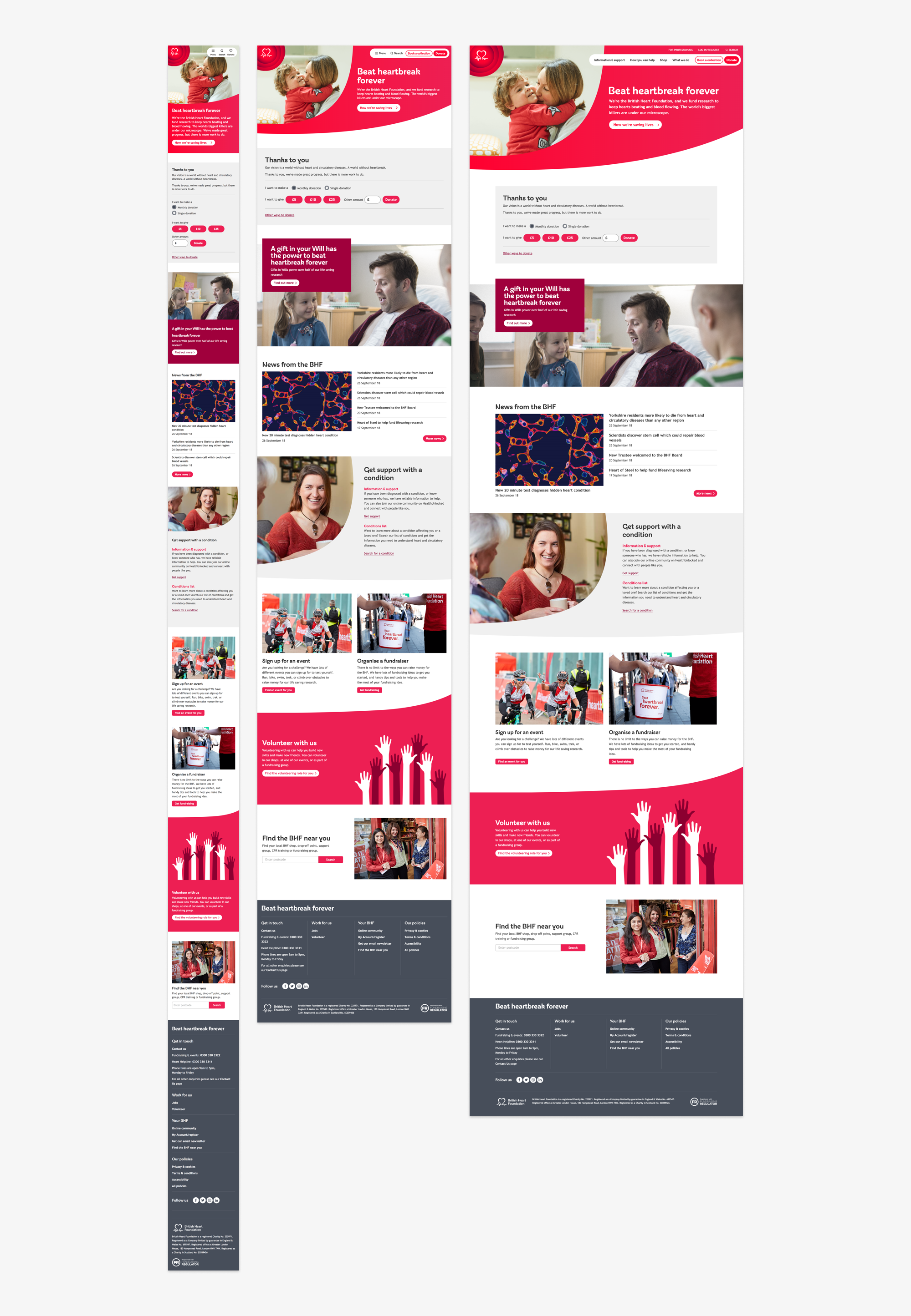 Final homepage — mobile, tablet and desktop